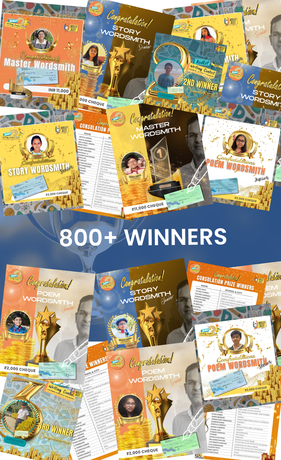 800+ winners