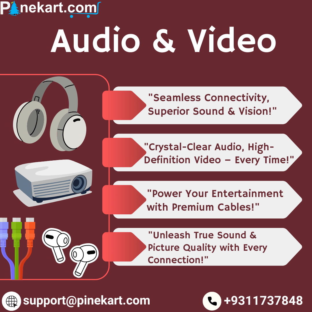 "High-quality audio and video equipment for seamless communication and entertainment, featuring crystal-clear sound and HD visuals."        4o