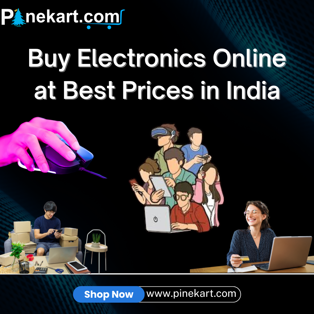 "A person shopping for electronics online on a laptop, browsing best deals on smartphones, laptops, and appliances in India."