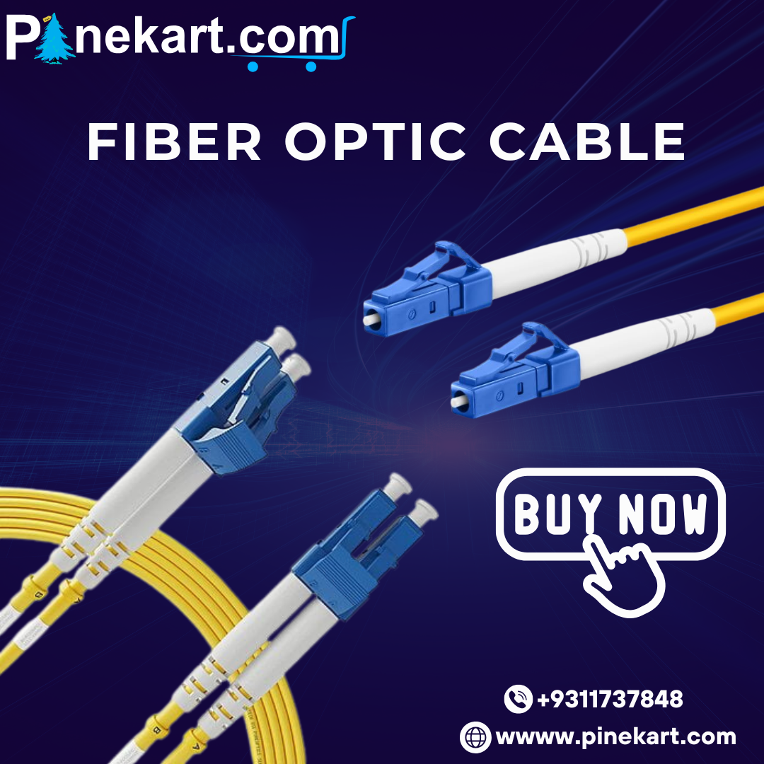 Fiber optic cable with glowing light strands for high-speed data.