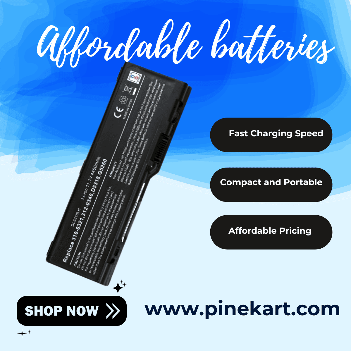 "Laptop battery with a rectangular design, ready for installation." "Laptop battery with a rectangular design, ready for installation."