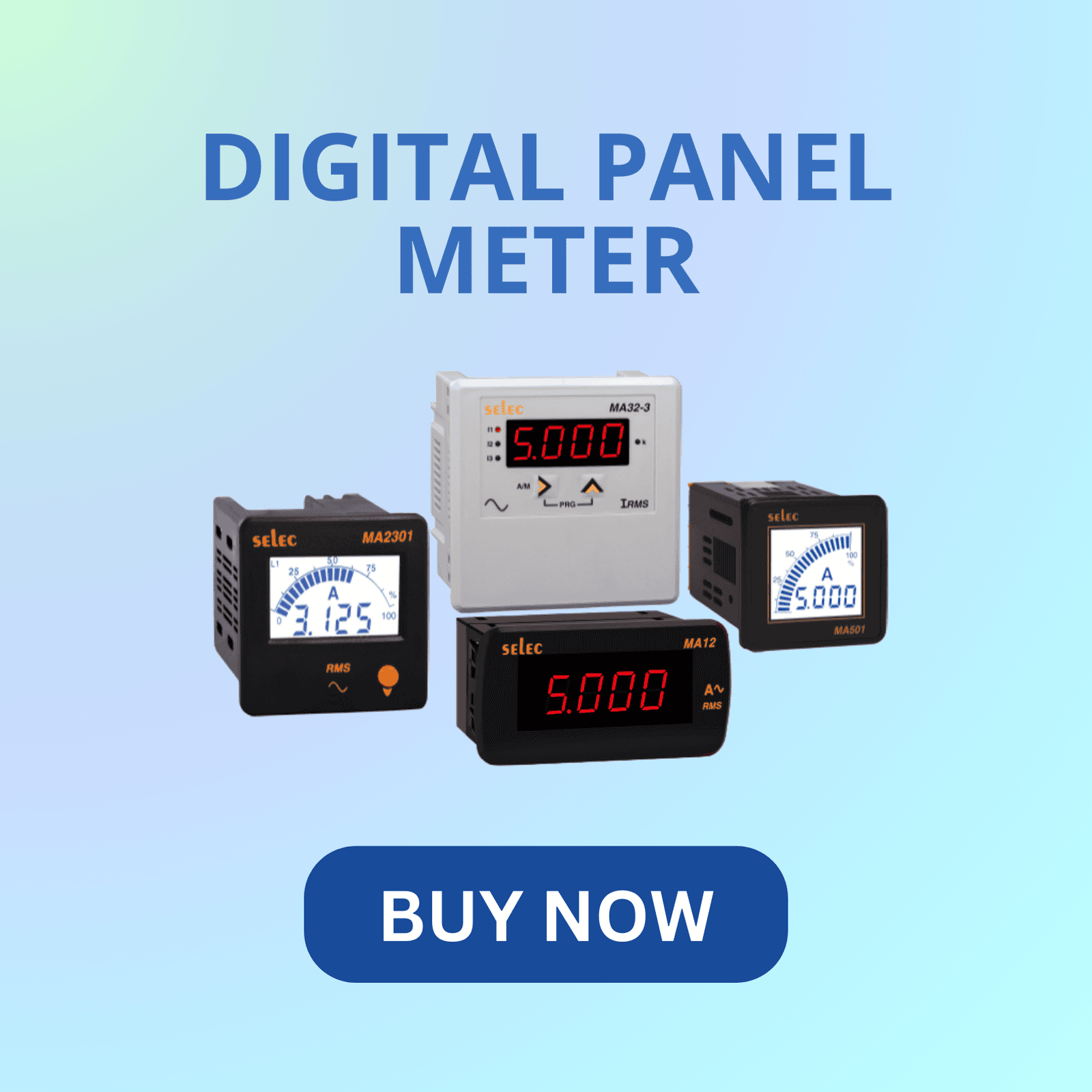 Selec digital panel meter for real-time voltage, current, and frequency display