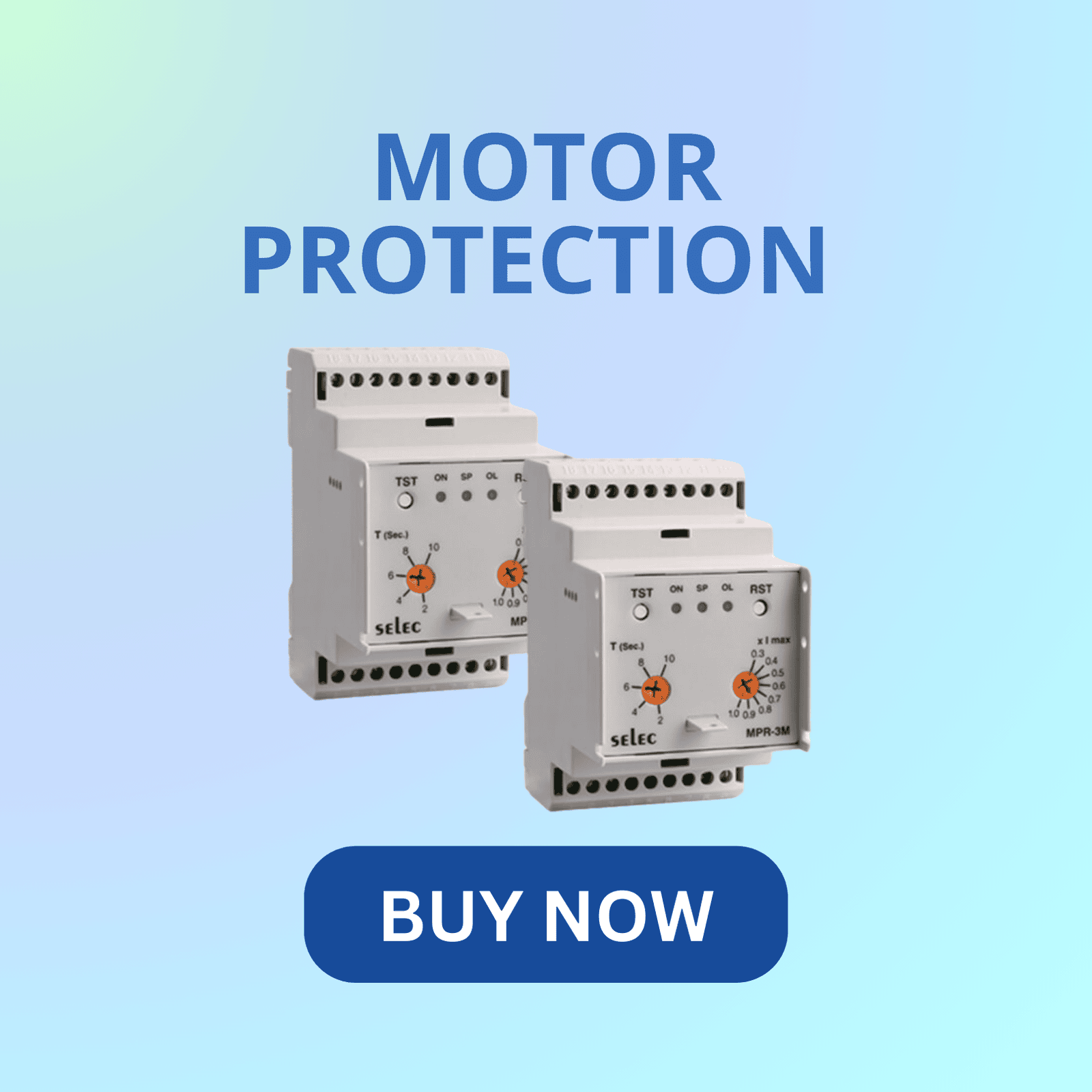Selec motor protection relay for safeguarding motors against overload and phase failure conditions