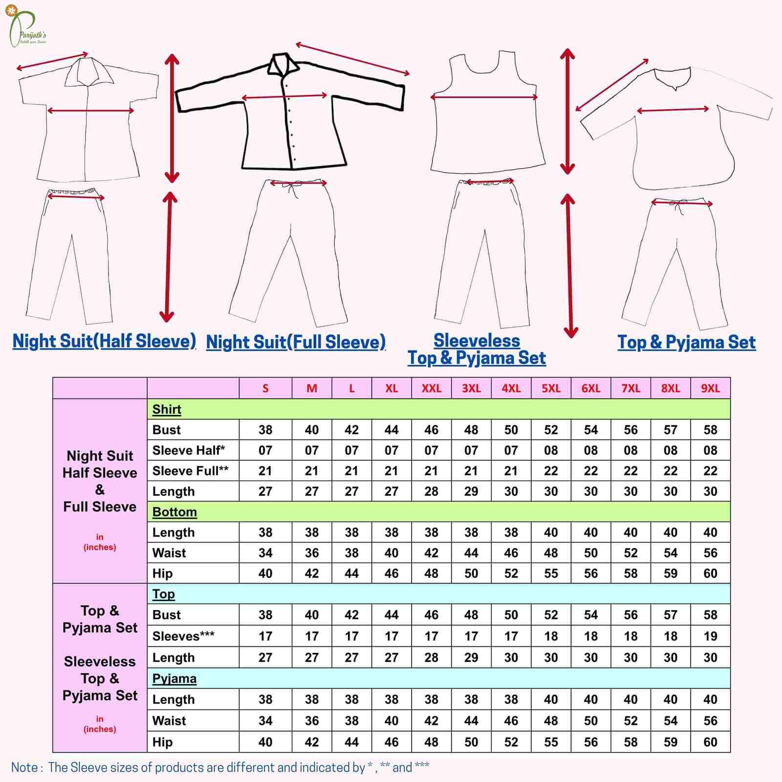 night suit and top pyjama set size chart night suit and top pyjama set size chart