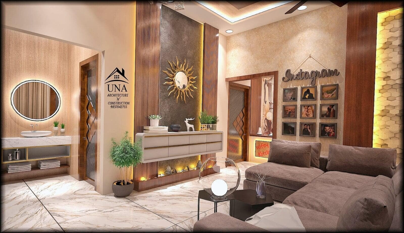 Full home renovation project showcasing false ceiling and lighting work by Homizon