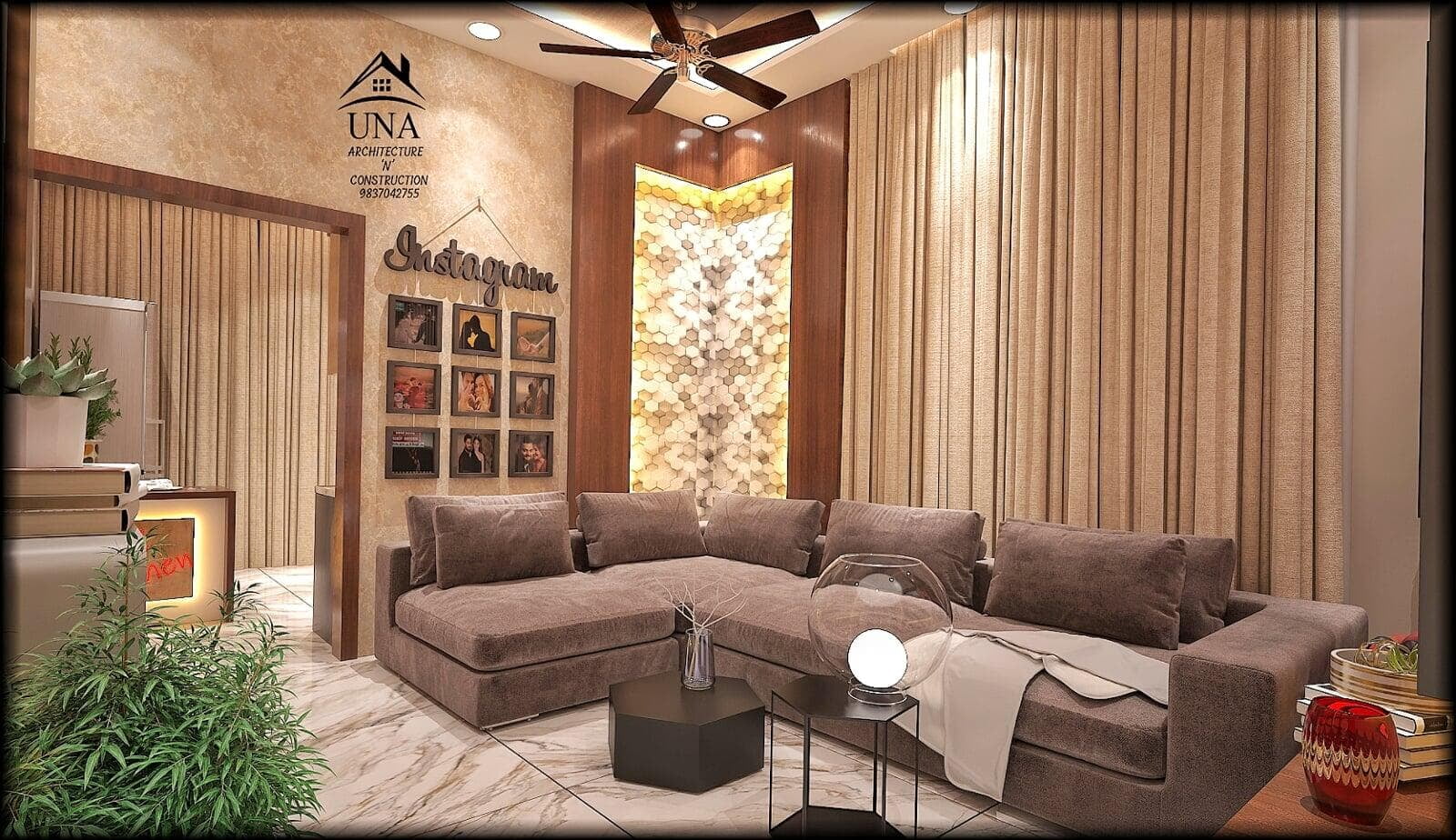 Modern living room interior design project executed by Homizon team