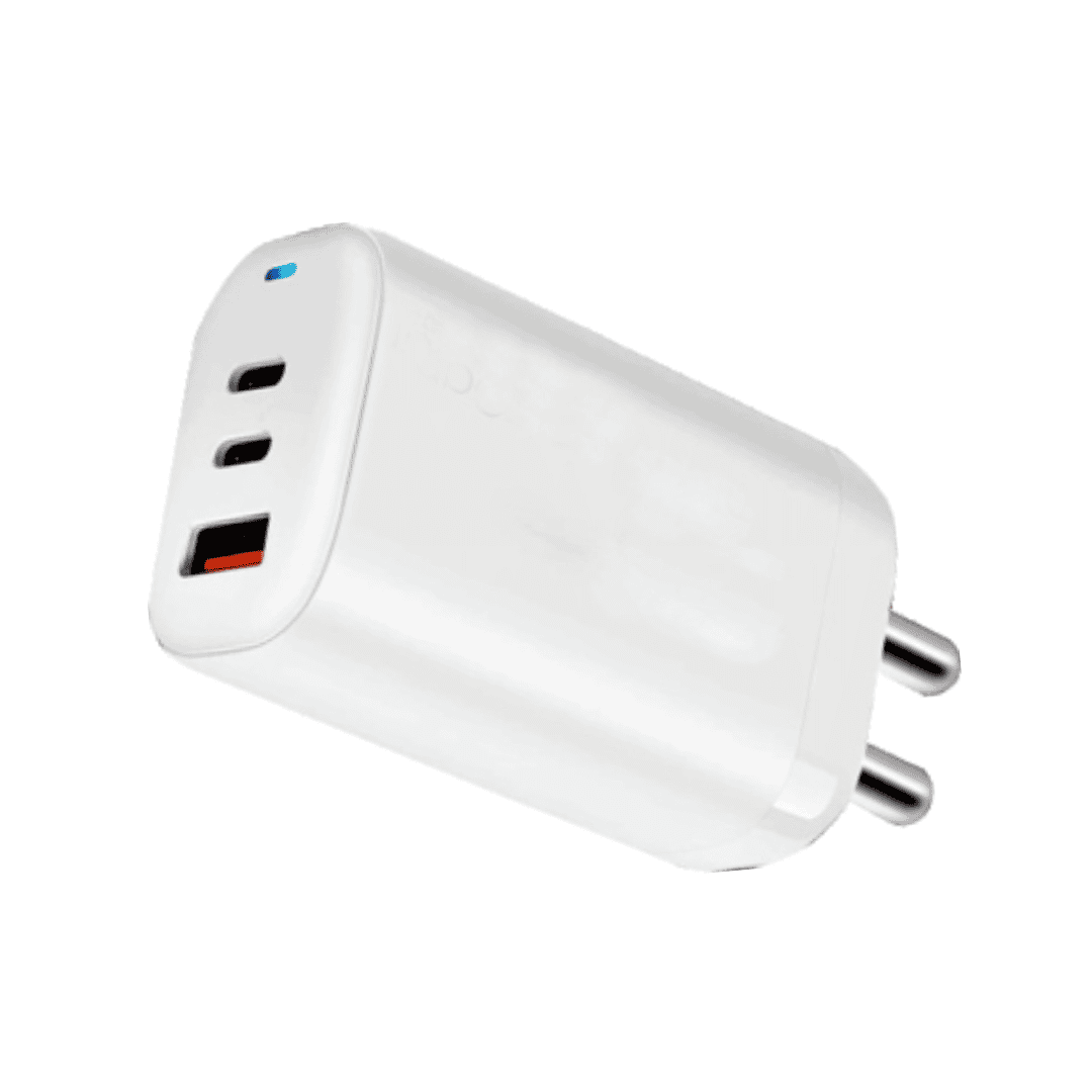 "Multi-port charging adapter with multiple USB and USB-C ports, designed for simultaneously charging multiple devices quickly and efficiently."