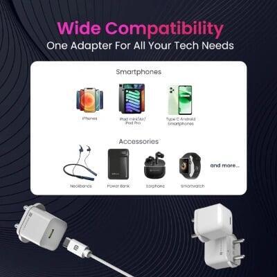 Modern smartphone charging with a white power adapter and USB-C cable.
