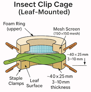 clip cages for insect research and bioassay studies