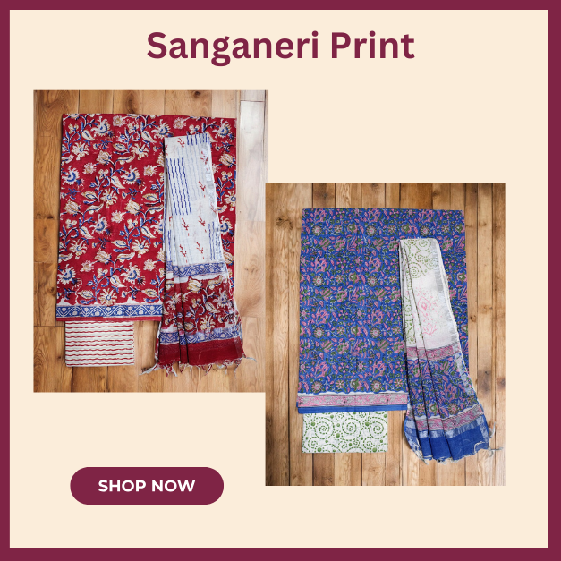 Sanganeri Print Dress Material