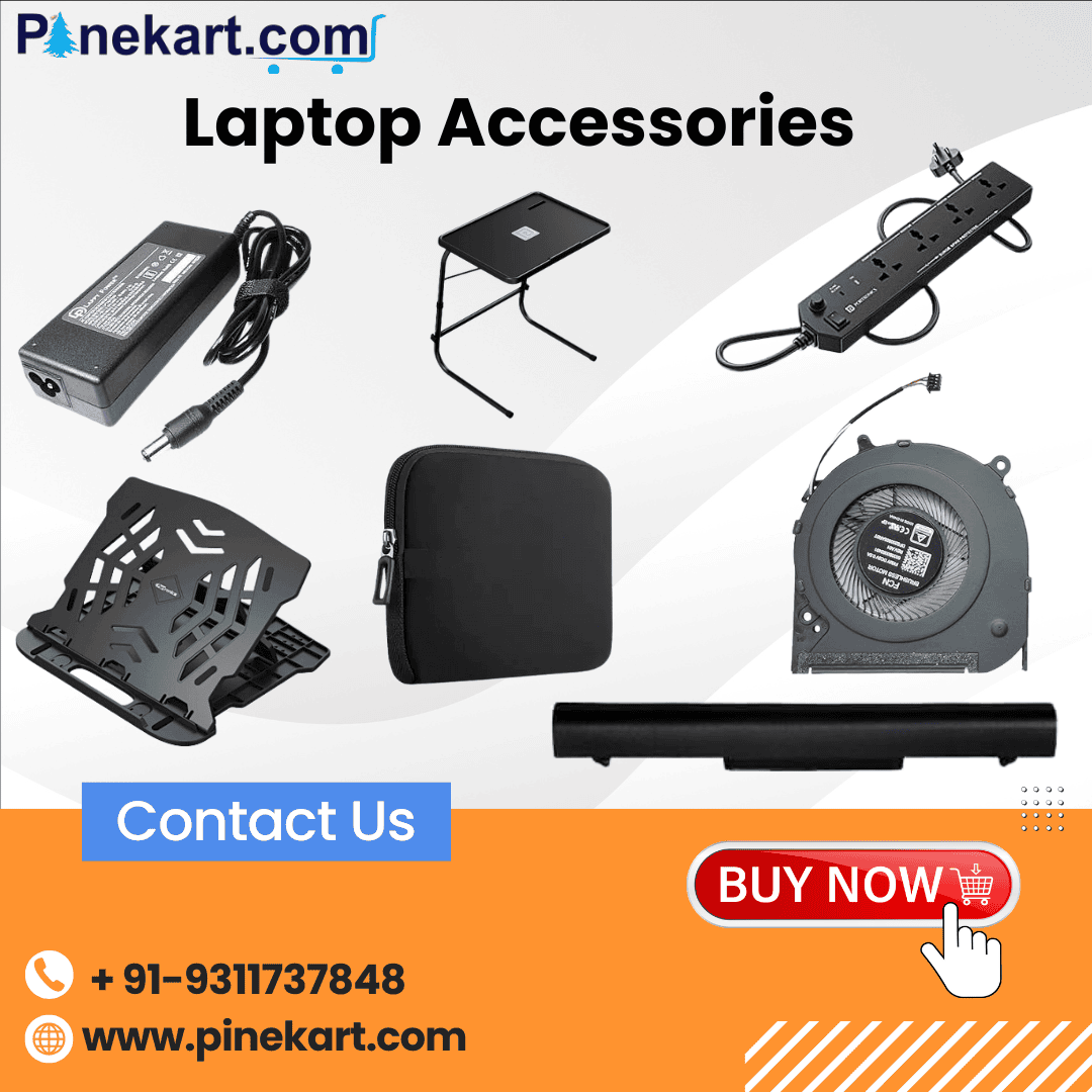 High-quality laptop accessories including bags, sleeves, cooling pads, adapters, and spare parts for better protection and performance