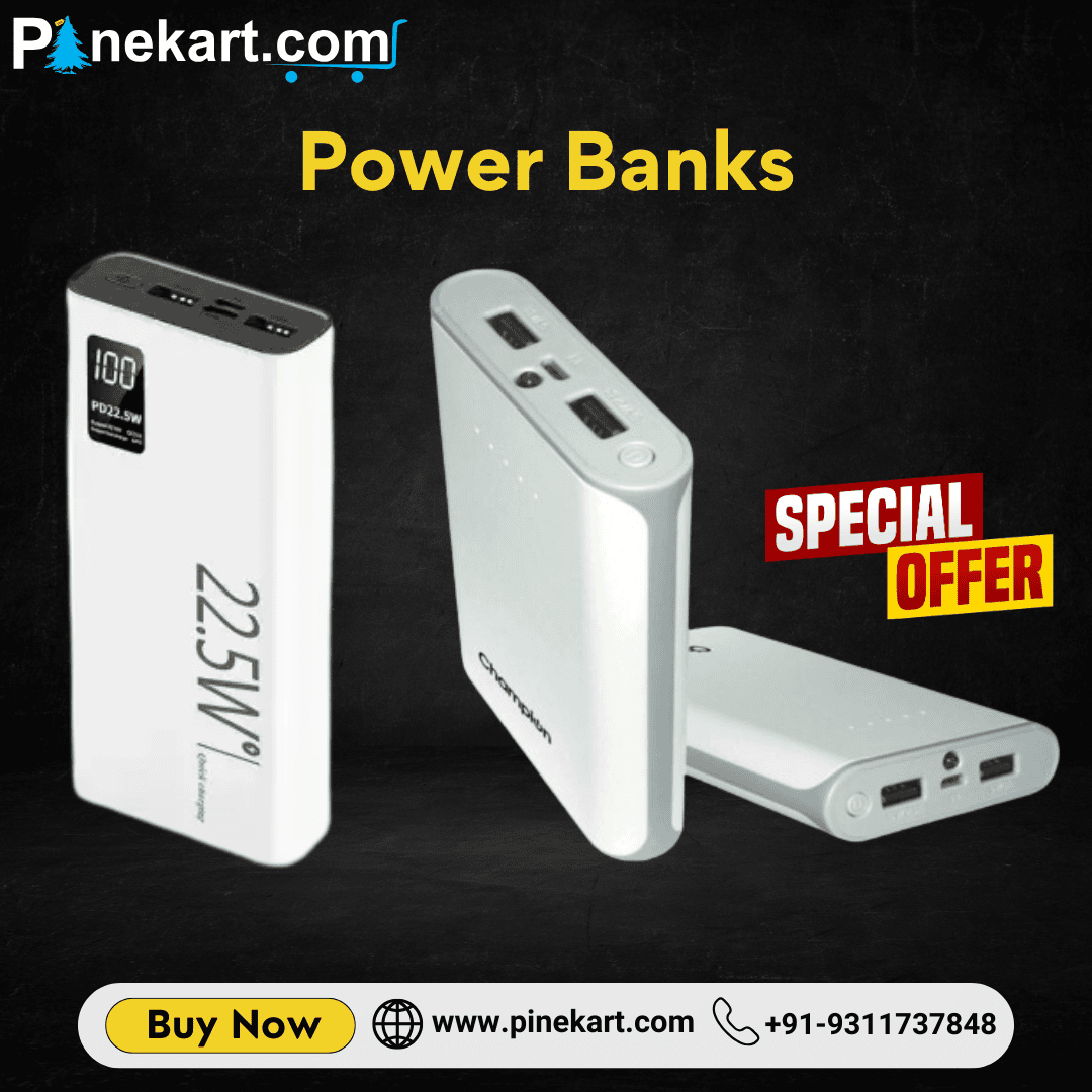 Portable power bank with USB and Type-C ports for fast charging smartphones and devices on the go