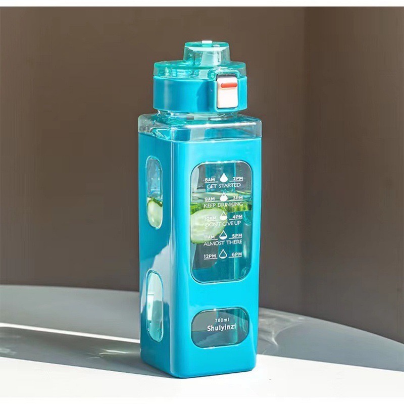 New Square Plastic Straw Double Layer Mug, Portable Sports Water Bottle for Students BPA Free New Square Plastic Straw Double Layer Mug, Portable Sports Water Bottle for Students BPA Free