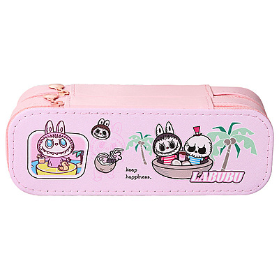 Cartoon print Double-Deck Large Capacity Pencil Case Girls Cute Cinnamoroll Kuromi Melody KT Cat Design Pencil case