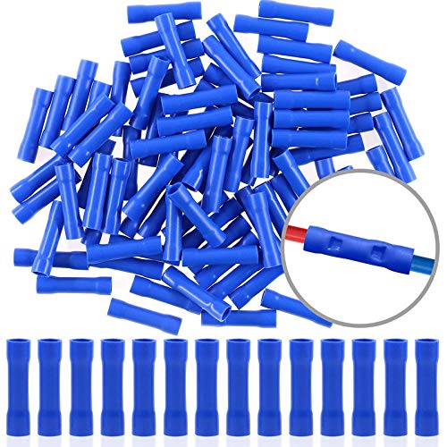 Fully Insulated Straight Butt Connector Electrical Wire Crimp Terminals (Pack of 10) BLUE