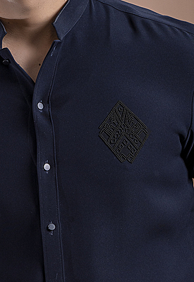 Noir Majesty Band Collar Shirt