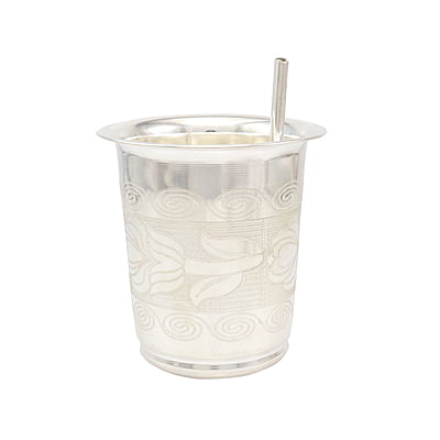 Silver Tumbler , Glass with straw Silver Tumbler , Glass with straw