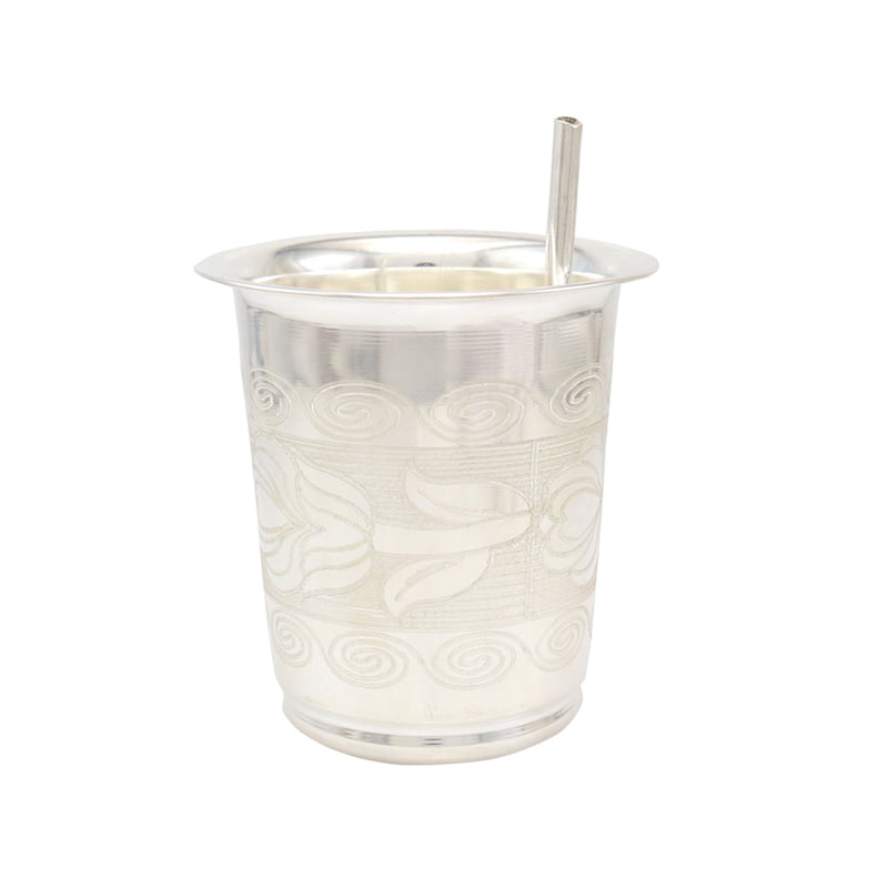 Silver Tumbler , Glass with straw Silver Tumbler , Glass with straw
