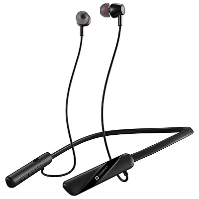 Portronics Harmonics Z10 in Ear Bluetooth Headphone with Mic, 35Hour Playtime,10mm Driver, Magnetic Earbuds, Voice Assistant, Bluetooth 5.3V, IPX4 Water/Sweat Resistance, Type C Fast Charging(Black)