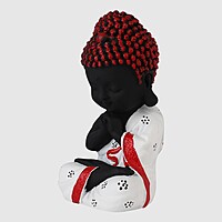 Baby Monk Buddha Showpiece for Home Decor (White & Red) Polyresin – 21 cm
