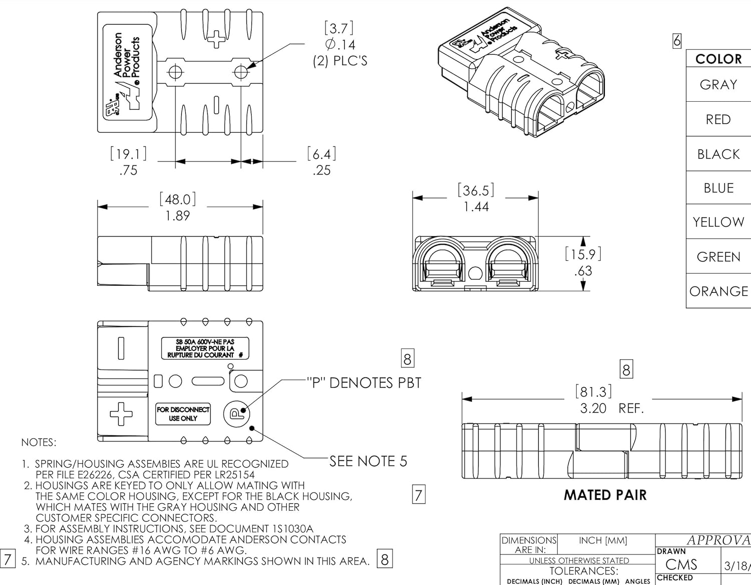SB50 600V 50A Anderson Power Connector – Grey SB50 600V 50A Anderson Power Connector – Grey