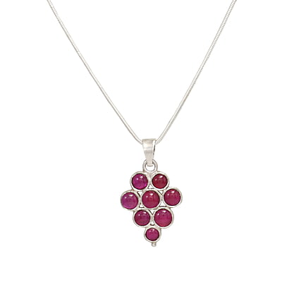 Silver Traditional Design Pendant/Red Stone pendant, Dollar