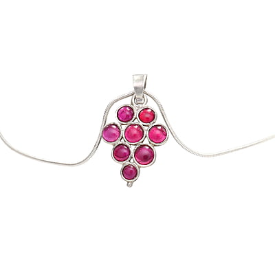 Sterling Silver Chain with Red Stone Pendent
