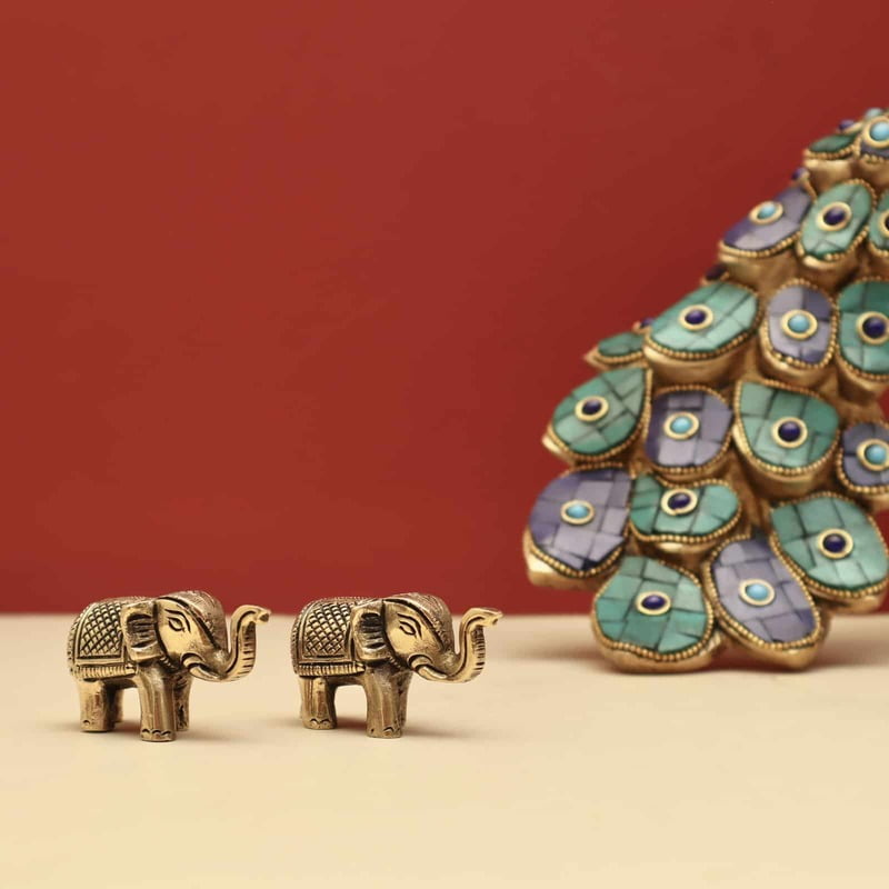 Brass Decorative Elephant Set of 2 - 1.2 inch Height | Miniature Set of Two Brass Decorative Elephants for Charming Decor Brass Decorative Elephant Set of 2 - 1.2 inch Height | Miniature Set of Two Brass Decorative Elephants for Charming Decor