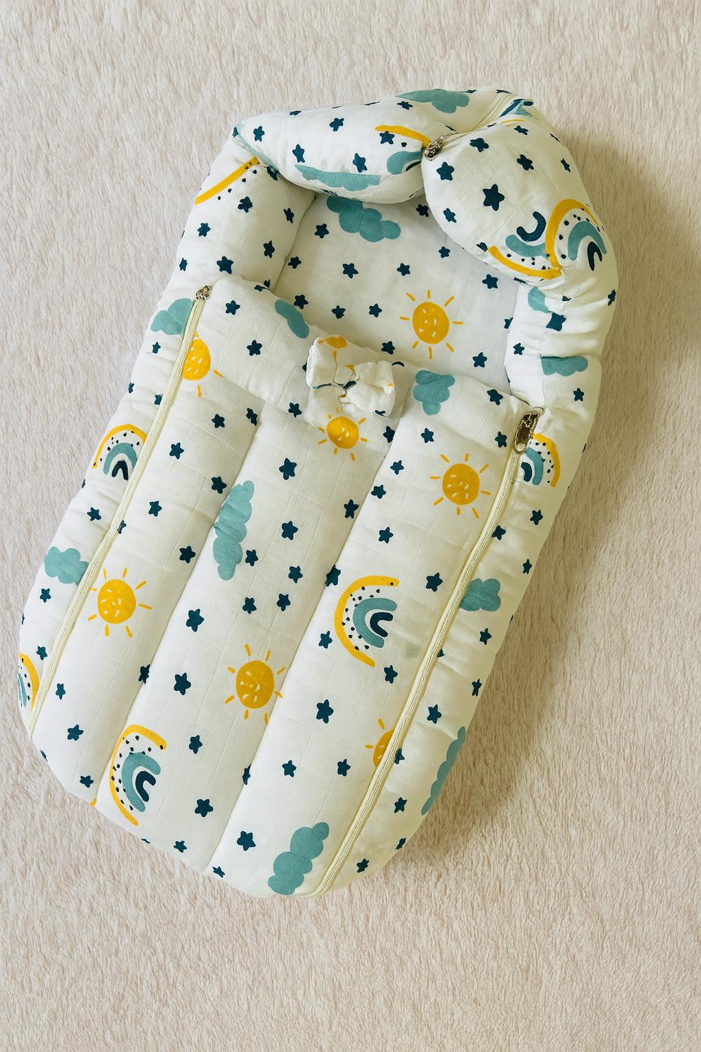 Premium Muslin Baby Carry Bed – Soft, Lightweight & Cozy - Cloud Blue Premium Muslin Baby Carry Bed – Soft, Lightweight & Cozy - Cloud Blue