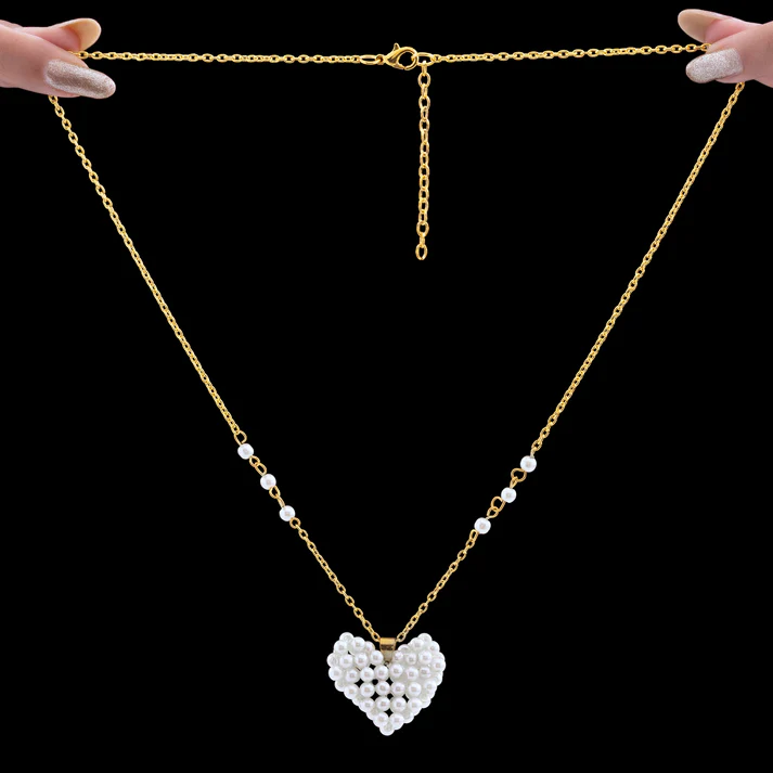 Anti-Tarnish Pearl Heart Necklace Anti-Tarnish Pearl Heart Necklace