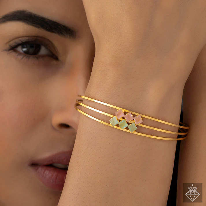 Anti-Tarnish Triple Line Crystal Bangle Bracelet Anti-Tarnish Triple Line Crystal Bangle Bracelet
