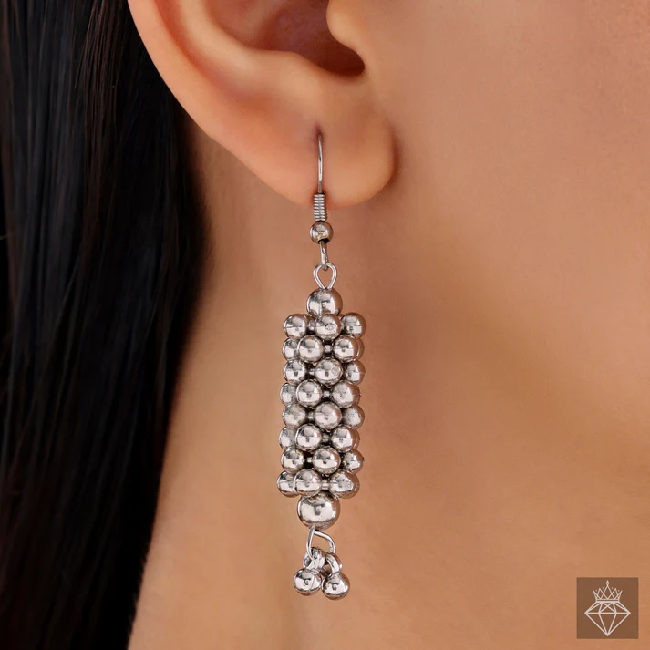 Oxidised Silver Necklace Set With Earrings Oxidised Silver Necklace Set With Earrings