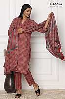 COTTON DUPPATA SET Merun (Pack of all sizes)