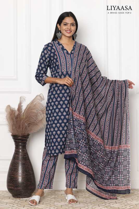 COTTON DUPPATA SET Blue (Pack of all sizes)