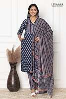 COTTON DUPPATA SET Blue (Pack of all sizes)