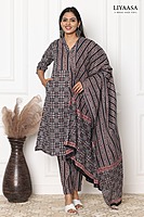 COTTON DUPATTA SET navy blue (Pack of all sizes)