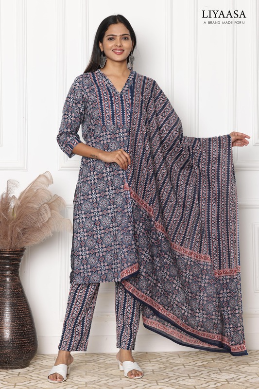 COTTON DUPATTA SET Grey Blue (Pack of all sizes)