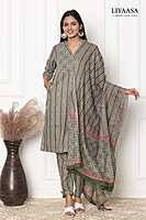 COTTON DUPPATA SET Grey (Pack of all sizes)