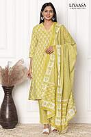 COTTON DUPPATA SET Green (Pack of all sizes)