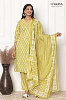 COTTON DUPPATA SET Green (Pack of all sizes)