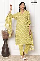 COTTON DUPPATA SET Green (Pack of all sizes)