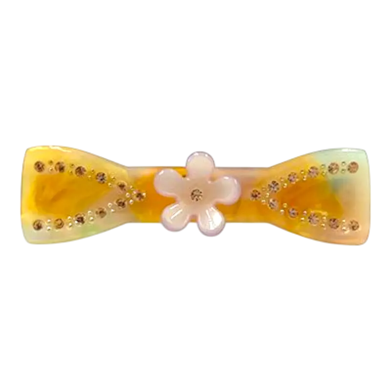 Acetate Hair Barrette with Floral Accent
