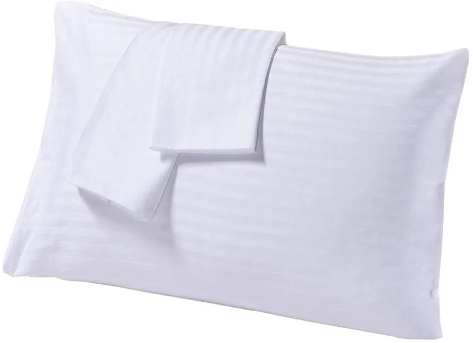 Sofrito 100% Cotton Pillow Cover (Non Framed) - 300 TC - Striped - White