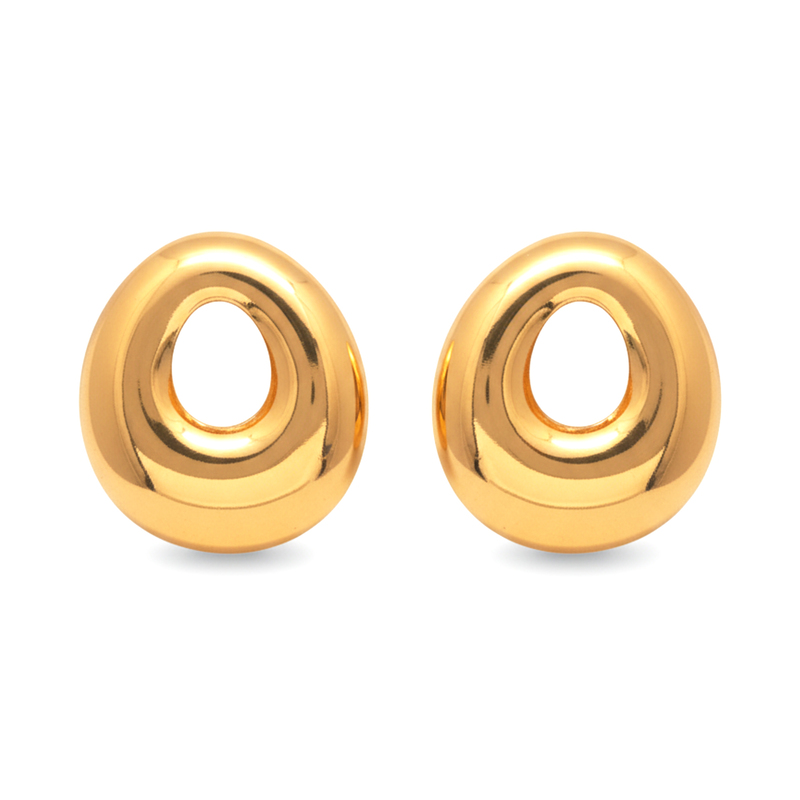 KAYYA21 Donut Shape Stud Earrings – Gold-Plated Stainless Steel
