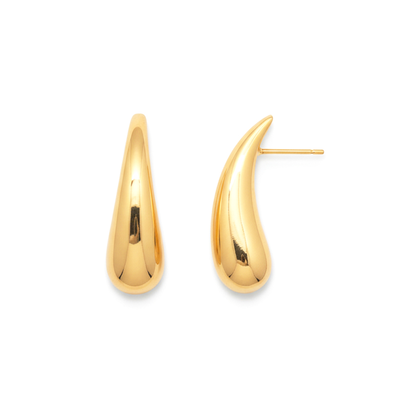 KAYYA21 Classic Lightweight Gold-Plated Drop Stud Earrings – Stainless Steel