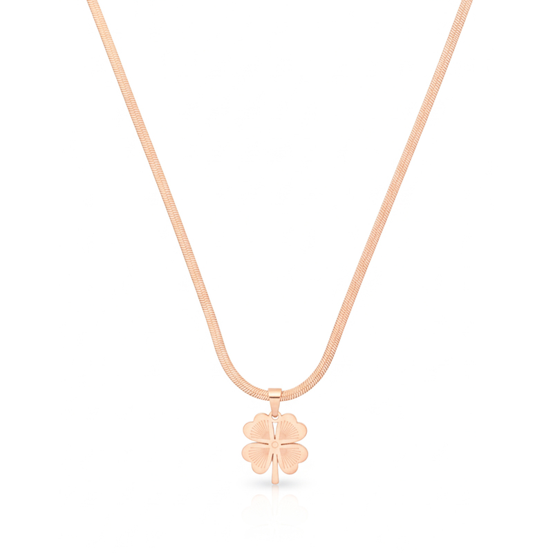 KAYYA21 Elegant Rose Gold-Plated Four-Leaf Clover Pendant Necklace – Stainless Steel