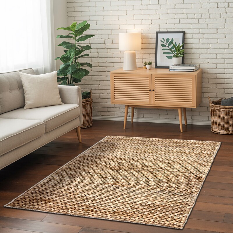 Handmade Jute Braided Rug – Natural Reversible Boho Farmhouse Area Rug