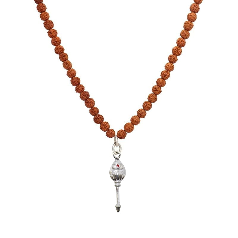 Rudraksha Mala with Silver Vel Pendant Rudraksha Mala with Silver Vel Pendant