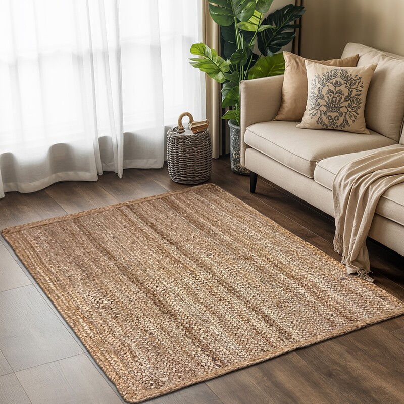 Handmade Braided Rectangular Farmhouse Carpet for Living Room, Bedroom, Entryway