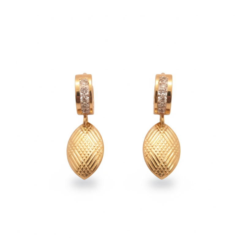 KAYYA21 Elegant Gold-Plated Textured Hoop & Drop Earrings Set for Women – Stainless Steel
